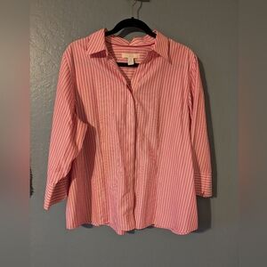 Pink Candy Stripe Chicos No Iron Button-Down Sz 3 (16-18)
